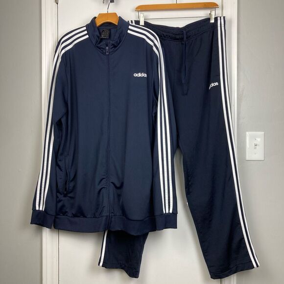 Adidas Other - Adidas Men’s Track Suit Full Zip Jacket Pants Three Stripes Navy Blue 2XLT Tall